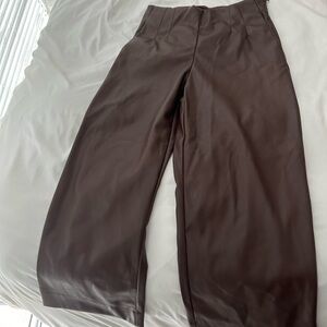 Brown faux leather pants